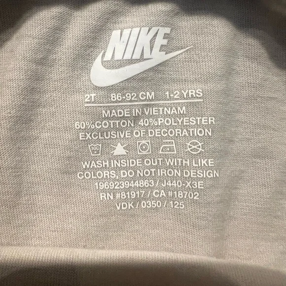 2pc Nike White Beige Swoosh Logo Shirt & Beige Shorts Set sz 2t (0796) - Picture 4 of 10